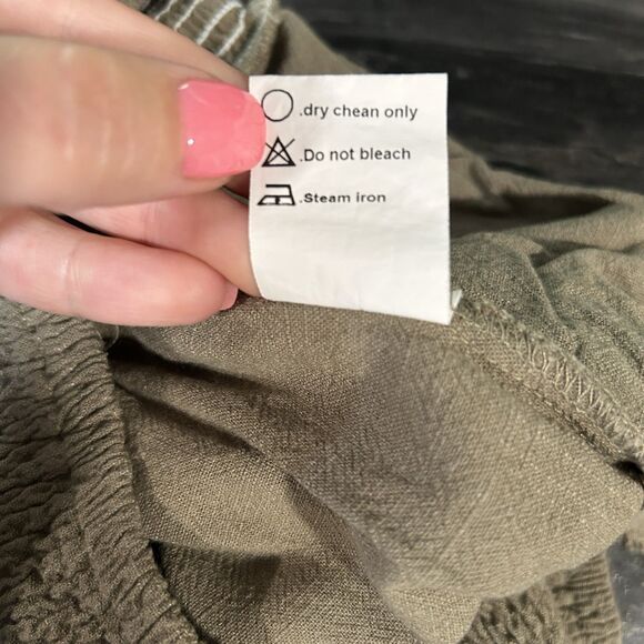 Womens Pants Large Pockets Stretch Boho Wide Leg Linen Blend Lagenlook Neutral - Picture 5 of 12